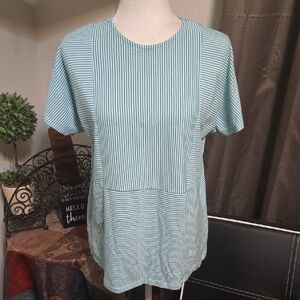Aqua Striped Short Sleeve Tee